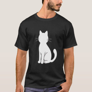 Minimalistisches weißes Katzen-Silhouettendesign T-Shirt