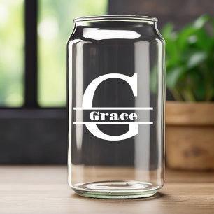 Minimalistisches weißes Monogramm mit Buchstabe G Dosenglas