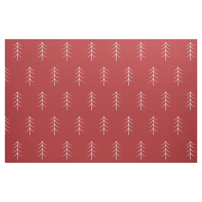 Minimalistisches, weißes Pine Tree Muster Rotes Ge Stoff (Fat Quarter (45,7 x 55,9 cm))