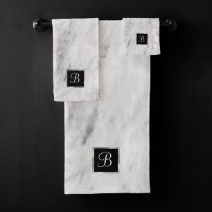 Minimalistisches weißes Silber und graues Texturmo Badhandtuch Set