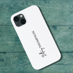 Minimalistisches weißes Skriptmonogramm Case-Mate iPhone Hülle