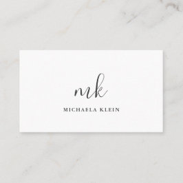 Minimalistisches weißes u. graues Skript-Monogramm Visitenkarte