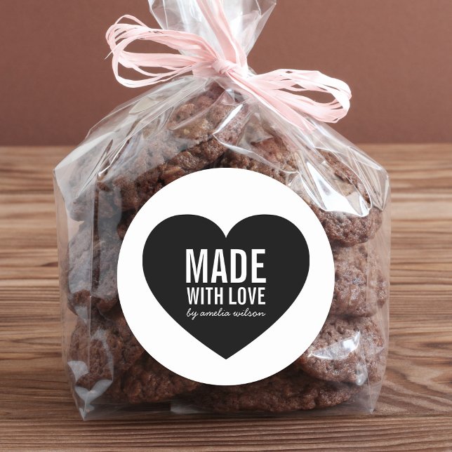 Minimalistisches Weißes und Schwarzes Herz aus Lie Runder Aufkleber (Von Creator hochgeladen)