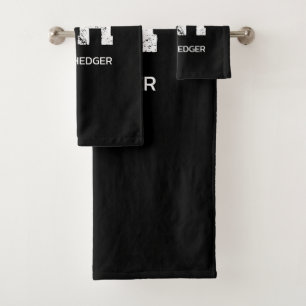 MINIMALISTISCHES WEIßES ZWEI-BUCHSTABEN-MONOGRAMM  BADHANDTUCH SET