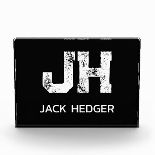 MINIMALISTISCHES WEIßES ZWEI-BUCHSTABEN-MONOGRAMM  FOTOBLOCK