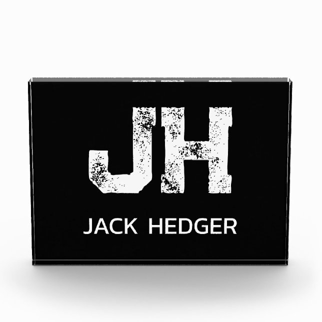 MINIMALISTISCHES WEIßES ZWEI-BUCHSTABEN-MONOGRAMM  FOTOBLOCK (Vorderseite)