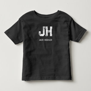 MINIMALISTISCHES WEIßES ZWEI-BUCHSTABEN-MONOGRAMM KLEINKIND T-SHIRT