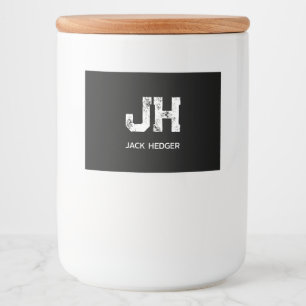 MINIMALISTISCHES WEIßES ZWEI-BUCHSTABEN-MONOGRAMM  LEBENSMITTELETIKETT
