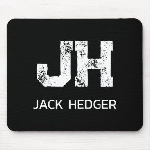 MINIMALISTISCHES WEIßES ZWEI-BUCHSTABEN-MONOGRAMM MOUSEPAD