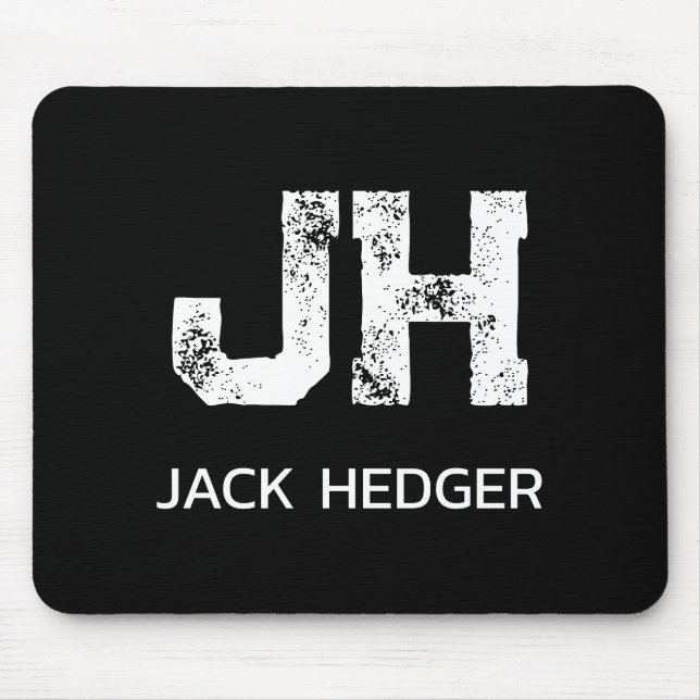 MINIMALISTISCHES WEIßES ZWEI-BUCHSTABEN-MONOGRAMM  MOUSEPAD (Vorne)