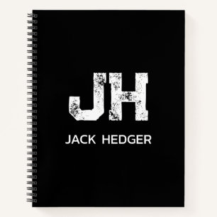 MINIMALISTISCHES WEIßES ZWEI-BUCHSTABEN-MONOGRAMM  NOTIZBUCH