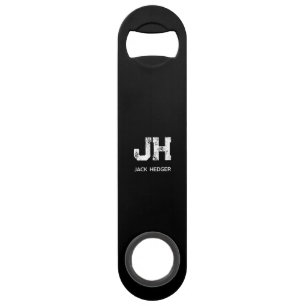 MINIMALISTISCHES WEIßES ZWEI-BUCHSTABEN-MONOGRAMM  SPEED FLASCHENÖFFNER