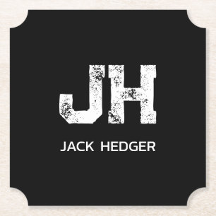 MINIMALISTISCHES WEIßES ZWEI-BUCHSTABEN-MONOGRAMM  UNTERSETZER
