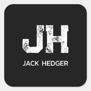 MINIMALISTISCHES WEIßES ZWEIBUCHSTABEN-MONOGRAMM N QUADRATISCHER AUFKLEBER