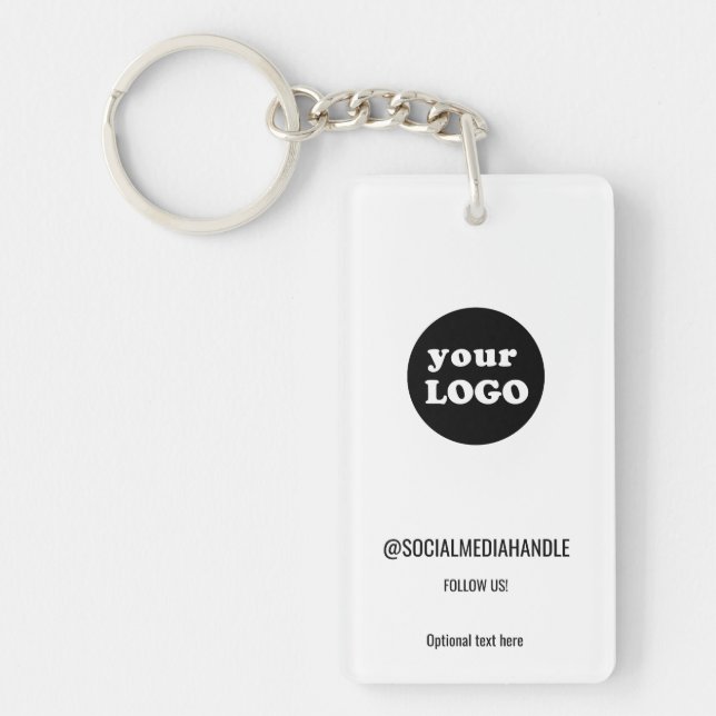 Minimalistisches White-Custom-Business-Logo Schlüsselanhänger (Vorderseite)