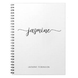 Minimalistisches White Girl Monogram Name Script Notizblock