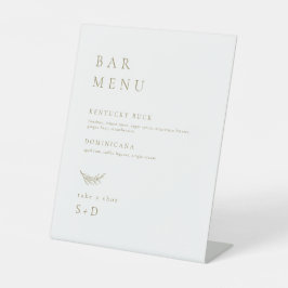 Minimalistisches White Gold Bar Menu Hochzeitszeic Sockelschild