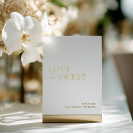 Minimalistisches White & Gold Dessert Tafelschild Folieneinladung