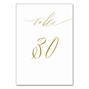 Minimalistisches White Gold Elegant Script 30 Wedd Tischnummer