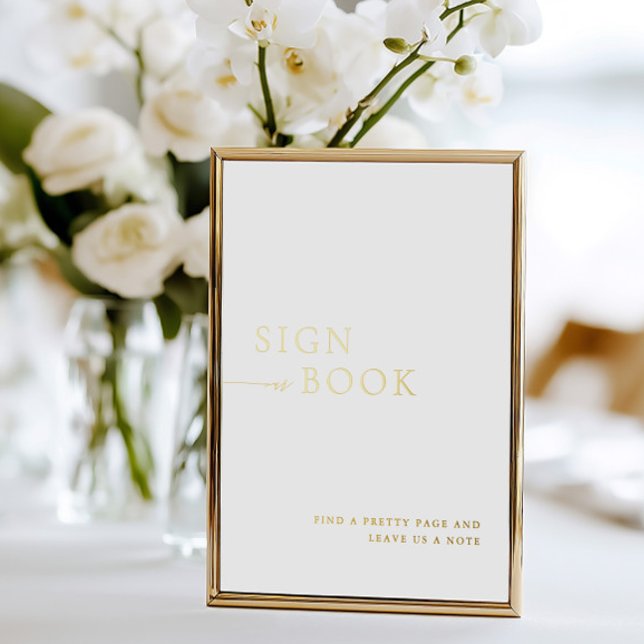 Minimalistisches White & Gold Foil Gästebuch Folieneinladung (Minimalist White & Gold Foil Guest Book Sign Foil)