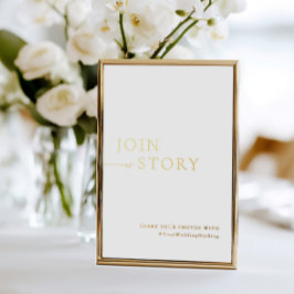 Minimalistisches White & Gold Hashtag-Zeichen Folieneinladung