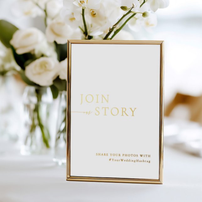 Minimalistisches White & Gold Hashtag-Zeichen Folieneinladung (Minimalist White & Gold Hashtag Sign Foil )