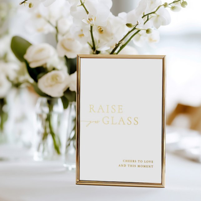 Minimalistisches White & Gold Wedding Bar Sign Folieneinladung (Minimalist White & Gold Wedding Bar Sign Foil)