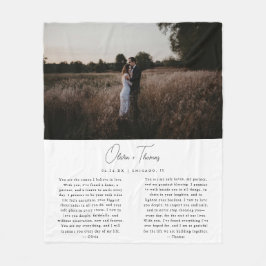 Minimalistisches White Script-Hochzeitsvows-Foto Fleecedecke