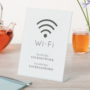 Minimalistisches White Wi-Fi Pedestal-Zeichen Sockelschild