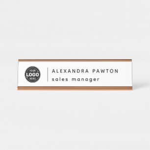 Minimalistisches Whitelogo Mitarbeiter-Schreibtisc Schreibtischnamensplakette