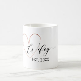 Minimalistisches Wifey-Goldfolie-Herz Kaffee-Tasse Kaffeetasse