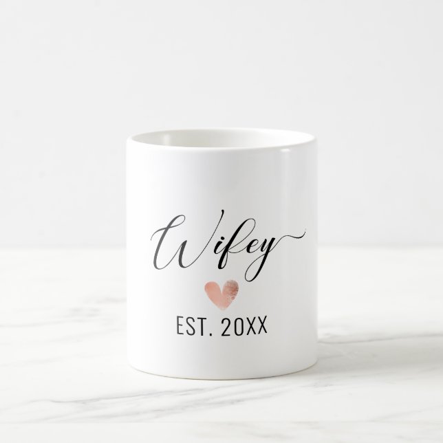 Minimalistisches Wifey-Goldfolienherz Kaffeetasse (Mittel)