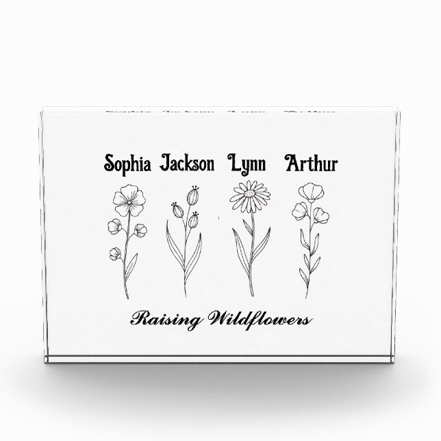 Minimalistisches Wildblumen-Andenken mit individue Fotoblock (Vorderseite)