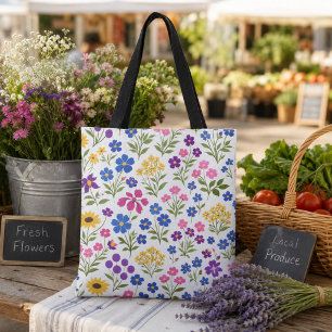Minimalistisches Wildblumen-Nahtlosmuster auf Weiß