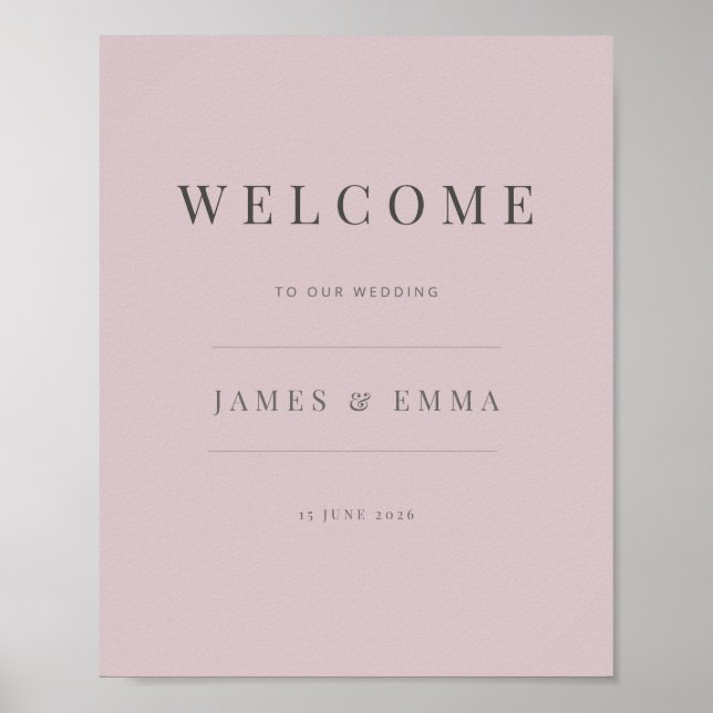 Minimalistisches Willkommensschild | Staubige Rose Poster (Vorne)