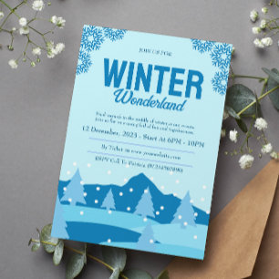 Minimalistisches Winter Wonderland Party Einladung