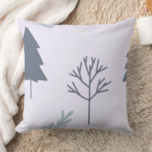 Minimalistisches Winterwald-Baum-Muster Kissen