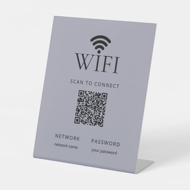 Minimalistisches WLAN-Passwort-Schild QR-Code gedä Sockelschild (Vorderseite)