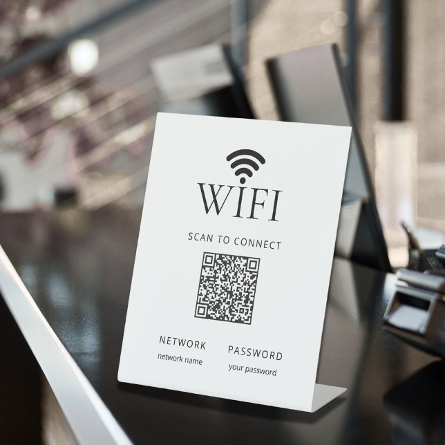 Minimalistisches WLAN-Passwort-Schild QR-Code Schw Sockelschild (Minimalist WiFi Password Sign QR Code Black White)