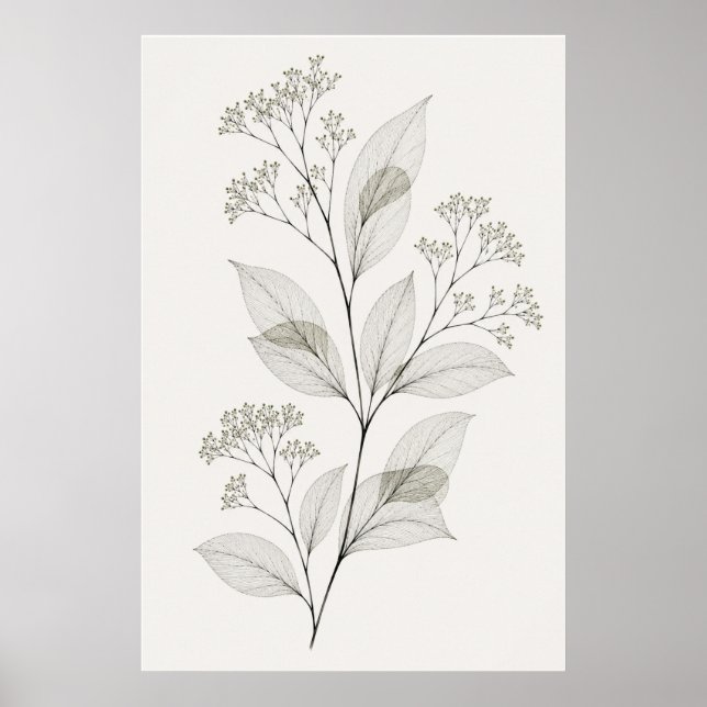 Minimalistisches Wohnzimmer Botanische Ader Illust Poster (Vorne)