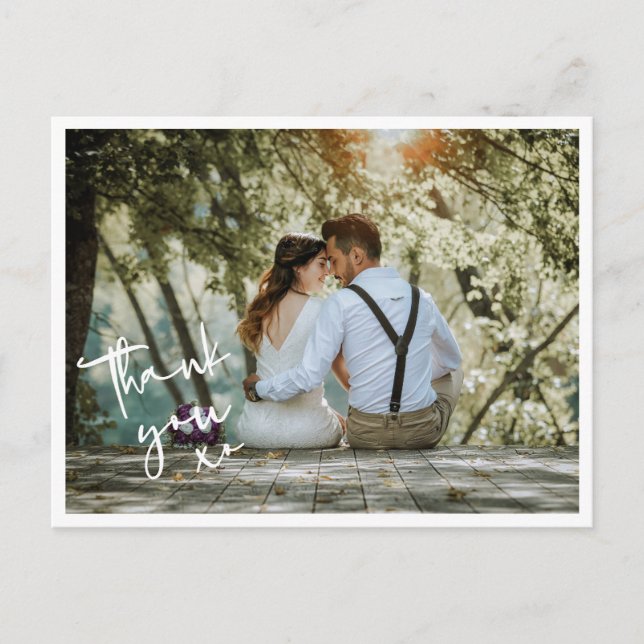 Minimalistisches XO-Hochzeitsstift Foto Dankeschön Postkarte (Vorderseite)