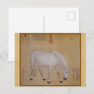 Minimalistisches Zen Weißes Pferd - Traditionelle Postkarte