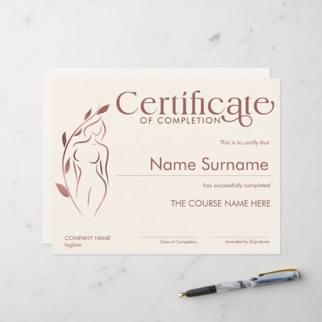 Minimalistisches Zeugnis für das Ausfüllen des Bil (Vorderseite/Rückseite Beispiel)