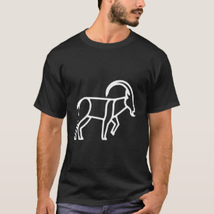 Minimalistisches Ziegen-Linienkunst-Tasche-Patch-T T-Shirt