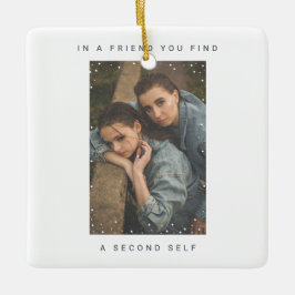 Minimalistisches Zwei-Foto-Snowfall Best Friends F Keramikornament