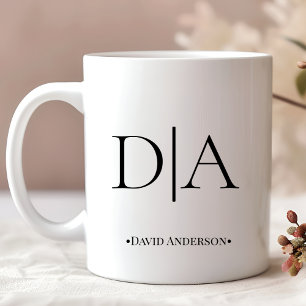 Minimalistisches Zweibuchstaben-Monogramm Initiale Kaffeetasse