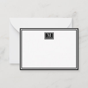 Minimalistisches zweifaches Rahmen-Monogramm-Name Mitteilungskarte