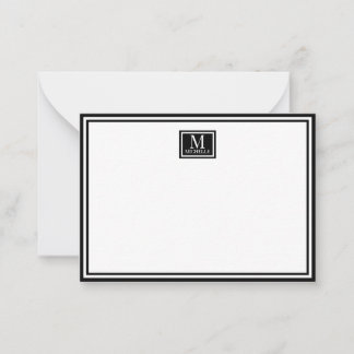Minimalistisches zweifaches Rahmen-Monogramm-Name Mitteilungskarte