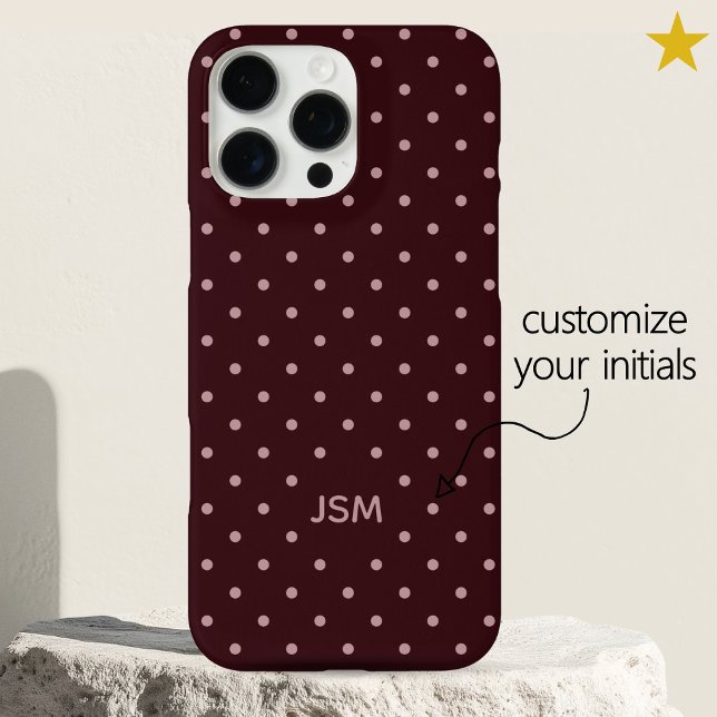 Minimals Burgunderrosa Benutzerdefiniertes Monogra Case-Mate iPhone Hülle (Von Creator hochgeladen)