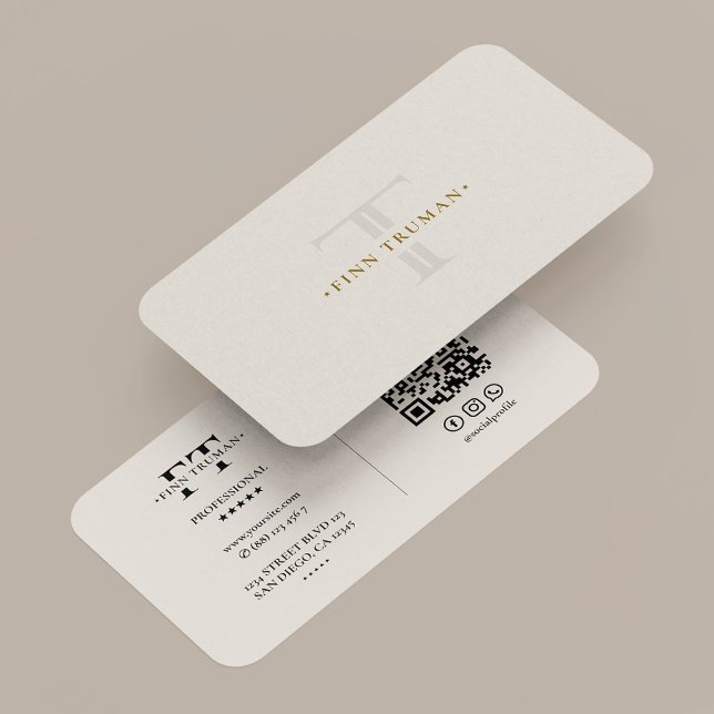 Minimals Monogramm F T Logo Sand-Beige Professione Visitenkarte (Minimal Monogram F T Logo Sand Beige Professional Business Card
)